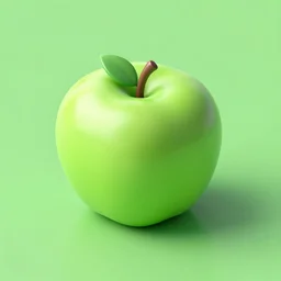 studio shot of green apple shaped like a cube, isometric perspective, green background