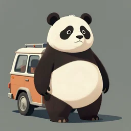 ( ( ( ( ( 1 9 5 0 s retro future android robot fat robot panda wagon. muted colors., ) ) ) ) ) by jean - baptiste monge,!!!!!!!!!!!!!!!!!!!!!!!!!