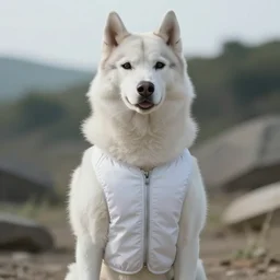 film still of an anthropomorphic white vested husky!!!!!! in a white vest wearing a white vest!!!!! in the new sci - fi movie, 8 k