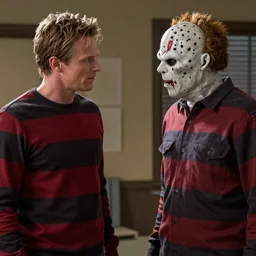 Dexter Morgan exchanging ideas with Freddy Krueger