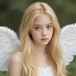 Long blond hair brown eyes cute angel girl
