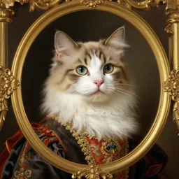 baroque rococo painting The Royal Cat Prince portrait Greg Hildebrandt Lisa Frank high detail cute kitten kitty feline