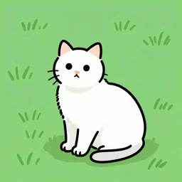 A doodle art of a cat sitting on grass at night