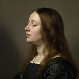 profile of a woman with long hair and closed eyes by Hendrick ter Brugghen. masterpiece. hq.