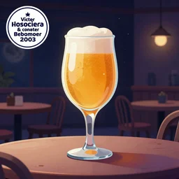 a futuristic beer glass is standing on the table of a moon cafe. concept art by victor mosquera and petros afshar, kurzgesagt style. detailed colourful 2 d cartoon, luminescent, matte background. sense of awe, behance contest winner.