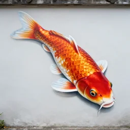 a beautiful koi fish in the style of street art