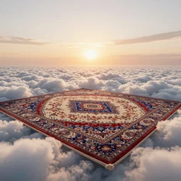 sunrise in the Fluffy 3d Persian Carpet world space, everything is carpet and 3d, photorealistic concept art, immense detail, epic, striking
