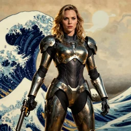 gal gadot wearing metal gear armor holding gun dramatic lighting art by Richard Schmid by Hokusai by greg rutkowski by trevor henderson by ross draws cinematic dramatic