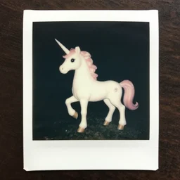 mythical unicorn, vintage polaroid