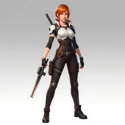 full body photo of christina hendricks as a cyberpunk warrior with weapons by Sakimichan trending on Deviantart