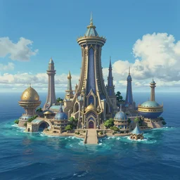 atlantis, city in beautiful ocean, unreal 5 render, studio ghibli, tim hildebrandt, digital art, octane render, beautiful composition, trending on artstation, award - winning photograph, masterpiece