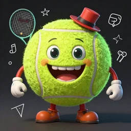 a tennis ball monster ,tennis ball, joker, chalk, digital art, fantasy, magic, trending on artstation, ultra detailed, professional illustration by Basil Gogos