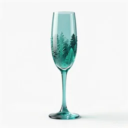 turquoise champagne flute, stylized 3d render, isolated on a pure white background, centered, entire object in frame, sharp focus, soft studio lighting