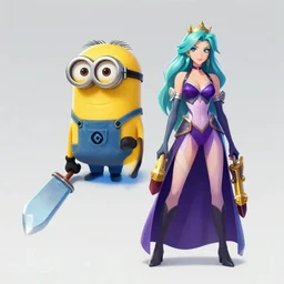 character design of a combination of a minion and miss fortune, artstation, clean lines, 4 k
