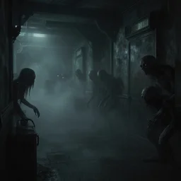the eerie halls of the scp foundation, unnerving mist, liminal, terrifying creatures lurking in the corner of your eye