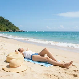 very relaxing beach image hd, fully detailed, realistic