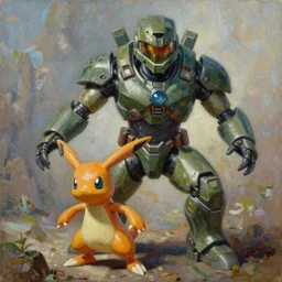 tentacool pokemon playing as master chief, oil on canvas, intricate, 8 k highly professionally detailed, hdr, cgsociety