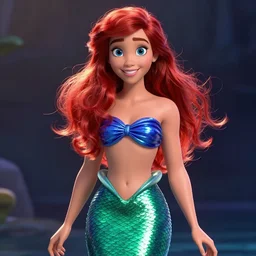 dwayne johnson as ariel the little mermaid, by weta digital, colorful, high contrast, frontlight