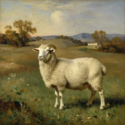 a landscape with a sheeps in the style of segantini