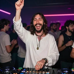 jesus in a nightclub at a rave