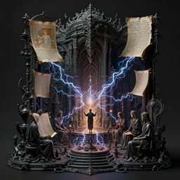highly detailed surreal vfx eldritch avante garde portrait of a 3 d dark temple, magick communications, arcane ritual, script, entangled vibrating, electricity, ultra detailed, ornate, hyperrealistic, octane render, chiaroscuro, inspired by james jean, android jones, william morris, johannen voss, alphonse mucha, frostbite 3 engine