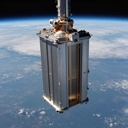 elevator to the moon, from the earth, superior quality, sharp photo, taken from a long distance away from the earth, expensive camera, 8 k