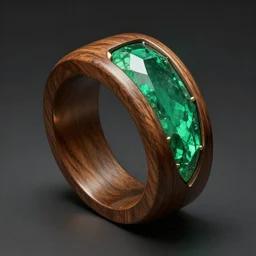 wooden ring with a green emerald inlay, grim - lighting, high - contrast, intricate, elegant, highly detailed, digital painting, artstation, concept art, smooth, sharp focus, illustration