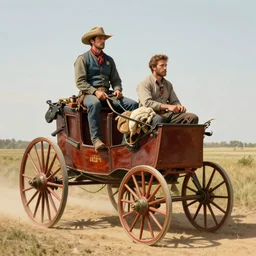 hyperrealist portrait of a cowboy driving stage coach by thomas moran and fredrick remington and alphonse mucha, fantasy art, photo realistic, dynamic lighting, artstation, poster, volumetric lighting, very detailed faces, 4 k, award winning