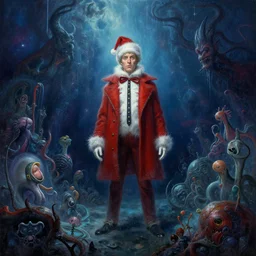 lloyd christmas from dumb & dumber in a primordial underwater storm, cosmic horror painting, elegant intricate digital painting artstation concept art by mark brooks and brad kunkle detailed