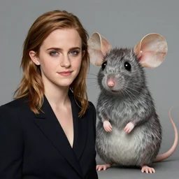 emma watson posing next to a giant mouse, digital portrait, artstation