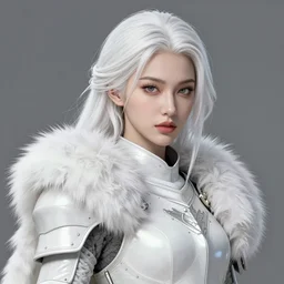 warrior, fur - lined light armor!!! beautiful and elegant white hair female!! gorgeous ayes!! character concept art, sharp focus, octane render! unreal engine 5! highly rendered!! trending on artstation!! detailed linework!! illustration by artgerm, wlop, and chie yoshii