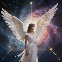 an angel waiting in multiuniverse for another angel who is coming from parallel universe, realistic, concept art trending on artstation, golden ratio,