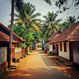 a street in kerala village, cinematic, volumetric lighting, hdr