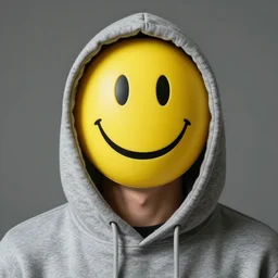 real portrait of mcs, wear hoodie and wear smiley mask, photorealistic, - i