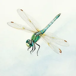 watercolor painting of sea green dragonfly by jerry pinkney