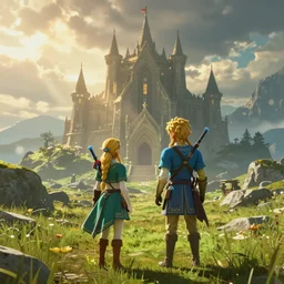 link and Zelda visiting minas tirith together