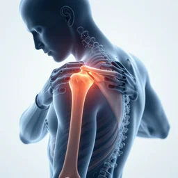 x - ray 3 d illustration of pain in shoulder joint - 3 d illustration