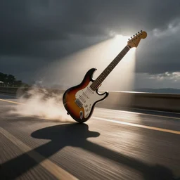 electric guitar travelling at the speed of light