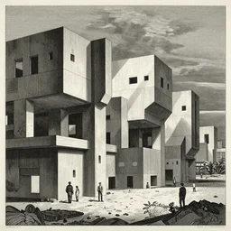 tokyo, classical landscape paintings of brutalist concrete structures, perspective, relativity, volumetric lighting, god's ray, lithograph, insanely detailed and intricate, manga, etching, ink, crosshatch by giovanni battista piranesi, m. c. escher, gustave dore, tsutomu nihei, junji ito, kentaro miura