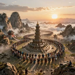 photo taken of an epic intricate, ultra detailed great dwarven migration to the land of the rising sun