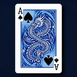 playing card back with a tribal dragon on a blue background