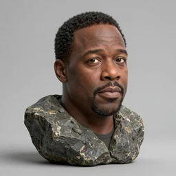 a rock looking like chris rock, realistic, studio quality, hyper realism, overly detailed