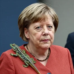 angela merkel as a lizard, realistic