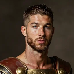 a face portrait of Sergio Ramos as a Gladiator from Rome, art by Eugene Delacroix and Rembrandt, highly detailed, trending on artstationhq