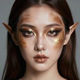 closeup portrait of a druid girl, royal liquid wooden cyber makeup, studio light, by terry richardson, 8 5 mm