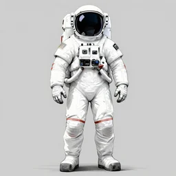 full body astronaut sketch, concept art, digital art, in the style of darren bartley, katsuya terada