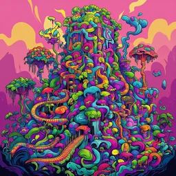 jungle fortress high in the mountains, lush jungle, in the style Jordan grimmer, trending on art station