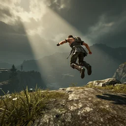 screenshot of a player performing the backwards long jump glitch in skyrim