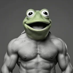 grayscale portrait of bodybuilder Kermit the Frog with perfectly defined extremely masculine facial features, gigachad, award-winning photography