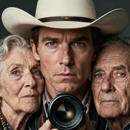 closeup portrait of desperate dan (cowboy), old lady, zeiss lens, detailed, symmetrical, centered, fashion photoshoot, by Annie Leibovitz and Steve McCurry, David Lazar, Jimmy Nelsson, Breathtaking, 8k resolution, extremely detailed, beautiful, establishing shot, artistic, hyperrealistic, beautiful face, octane render